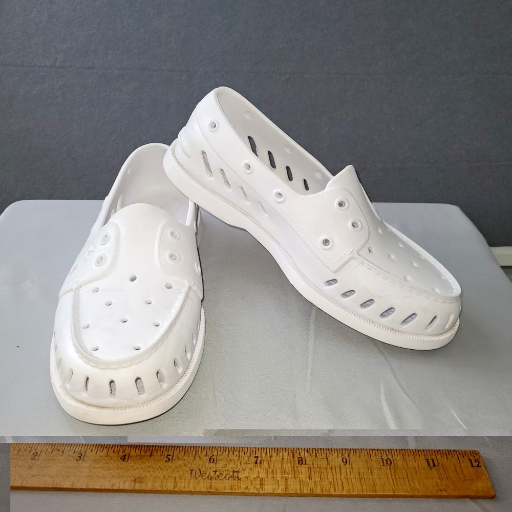 Sperry Unisex White Rubber Slip-On Casual Shoes Round Toe Breathable Mens7/wm9